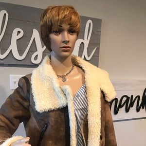 Faux suede bomber jacket